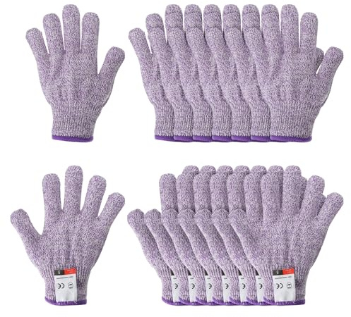 PATIKIL Cut Resistant Gloves, 8 Pair Level 5 Protection Anti Cutting Gloves Cut Proof Gloves for Kitchen Wood Carving Working, Extra Large, Purple