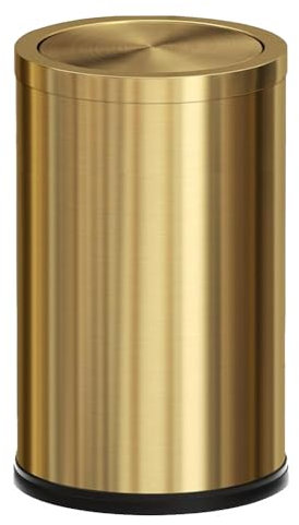 LEASYLIFE 18L/4.7GAL Gold Bathroom Trash Can with Lid,Brass Garbage Can with Flipping Lid,Brushed Stainless Steel for Bedroom,Living Room,Office,Guest Room (4.7gal-Gold)