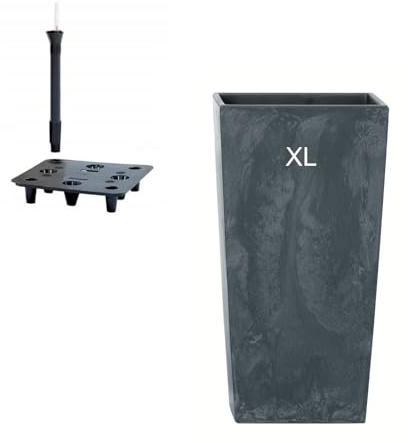 MELTOM Blumentopf mit Bewässerungssystem Blumenkübel Groß Outdoor Außen Beton Optik (Anthrazit, XL)
