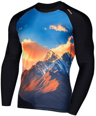SURFEASY Men's Long Sleeve Rash Vest |UPF 50+ Rash Guards Swimming Shirts |UV Sun Protection Quick Dry