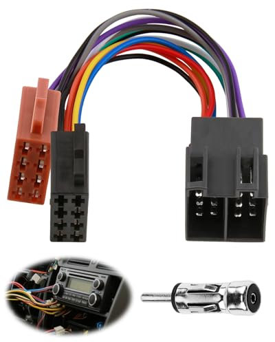 Adattatore presa Universale connettore Autoradio ISO + Adattatore Antenna DIN ISO 15 + 30 Pin Plug and Play, Breakout and Play, Collegamento Via Cavo per Autoradio IsO A DIN