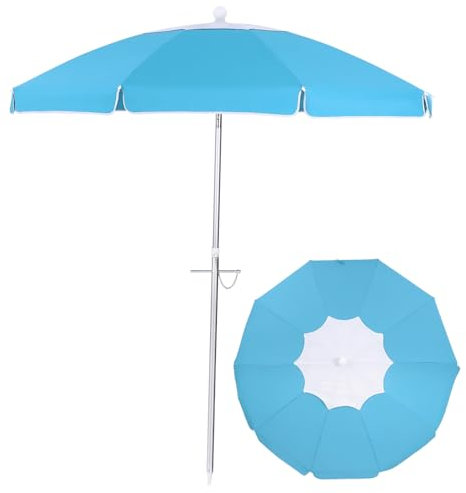 Toddmomy Parasol De Plage De 6 5 Pieds Avec Ancrage De Sable Et Mécanisme D'Inclinaison Abri Solaire Upf 50+ Conception D'Aération Résistante Au Vent Polyester Parasol Portable