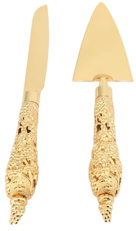 LOCADENCE Cake Cutter and Pie Spatula, Cake Knife and Server Set, Zinc Alloy Pastry Dessert Spatula Server Cutting Set, Cake Cutting Set for Wedding Family Dinner (Type 2)
