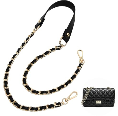 Taschenkette 120cm, Kettenriemen Metall Leder mit Drehverschlüssen