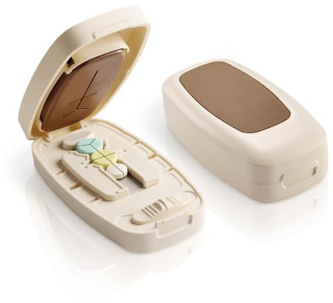 Fefod Réglable Coupe Comprimé, Coupe Médicaments en 1/3 1/2 1/4, Coupe Fourche avec Lame Dissimulée Acier Inoxydable, Coupe Cachet Portable, pour toutes les tablettes, voyages,bureau,vie quotidienne