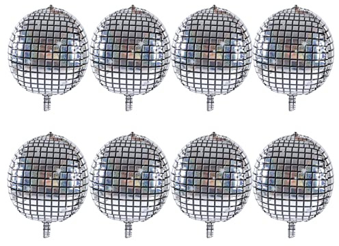 Omabeta 4D Silverfolieballonger Glänsande Dekorativ Aluminiumfolie för Födelsedagsfester och Jul 8-pack