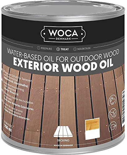 WOCA Denmark Exterior Wood Oil Teak 0,75 L - Terrassenöl für Terrassen, Zäune und Möbel im Außenbereich