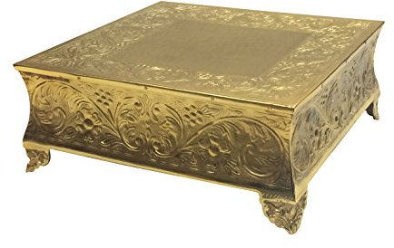 GiftBay Creations CSG75118 Alzata per torta nuziale, piedistallo, metallo amuminico, oro