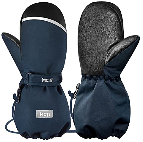 MCTi Skihandschuhe Kinder, Wasserdicht Winterhandschuhe Fäustlinge, Snowboard Handschuhe, Wärme für Jungen und Mädchen 1-15 Jahre Blau S