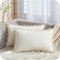 Topfinel Kissenbezug 40x60 weiß Sahne samt 2er Set boho deko mit Bommeln Kissenbebezüge Kissenhülle Kopfkissen für Sofa Wohnzimmer Kinderzimmer