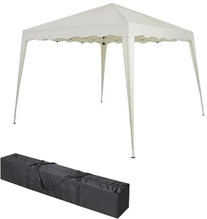 Vikbar paviljong 3 x 3 m inkl. väska | vattenavvisande, UV 50 skydd | popup-tält, vikbart paviljong trädgårdstält, festtält, Capri | klicksystem metallstänger (kräm)