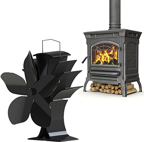 XYEJL Ventilatore per Stufa a Legna 5 Pale, Ventilatori per Termosifoni, Camino Nero, Fornello a Pellet, Ecologico, Silenzioso, Bruciatore a Legna per La Casa