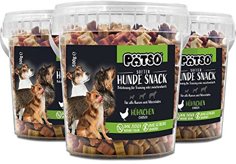 Pätso Hundeleckerli & Trainings- Hunde Snack Getreidefrei/Hunde Leckerlis 1,5kg (Hühnchen (Bone Mini Mix), 500 g (3er Pack))