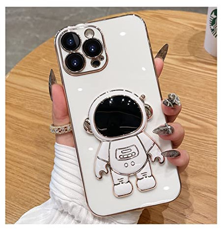 Jacyren Handyhülle für iPhone 12 mit Hidden Ständer Case 6D Plating Astronaut Hülle für iPhone 12 Schuthülle 360 Grad Schutzhülle mit Halterung Case Cover für iPhone 12