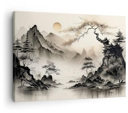 Moderne Impression sur Toile Asie Japon Voir Image Tableau Decoration Murale 70x50cm Deco Cadre Décoration Salon Chambre Cuisine Horizontal Tableaux Decoratifs Muraux Art Wall Decor AA70x50-5777