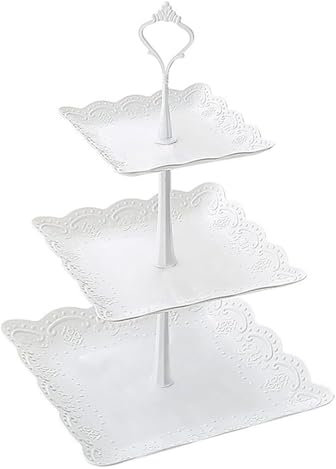 HXZJUIKL Cutlery Fruit and Vegetable Basket Fruit Plate Fruit Buffet Tray Square Three-Tier Dessert Stand Cake Tray Used for Family Fruit tray