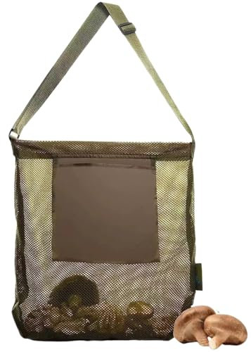 anneratteryer Pilzkorb pilzkorb zum umhängen Pilztasche Pilzsammler set Verstellbarer Schultergurt Kindersammlung Wandern Sammeln Ernteaufbewahrungstasche für Camping Waldwanderung Grün 40CM*35CM