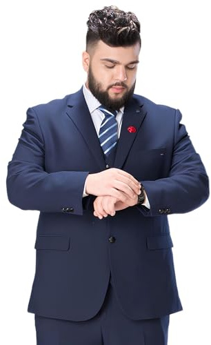 Costume 2 Pièces Pour Homme, Costumes Homme De Grande Taille, Costume D'été Léger Et Respirant, Ensemble Veste Et Pantalon De Mariage À 2 Boutons(Navy,6XL)