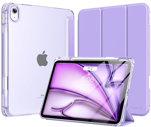 MoKo Hülle für iPad Air 11 Zoll (M4/M3/M2) 2026/2025/2024, Lila | Für iPad Air 5./4. Gen 10,9 Zoll Hülle 2022/2020 mit Stifthalter, Trifold Schutzhülle mit Harter PC Transluzenter Rückseite