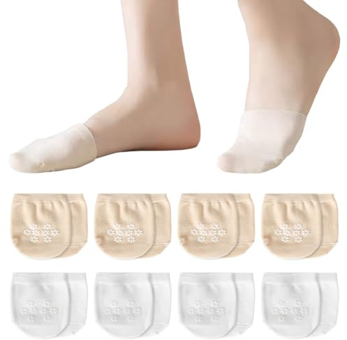8 Paires Invisibles Demi-Chaussettes en Coton,Respirant Absorber La Sueur Chaussettes à Orteils,Chaussettes Invisibles à Pois en Silicone,Pour Femmes et Ballet à Talons Hauts
