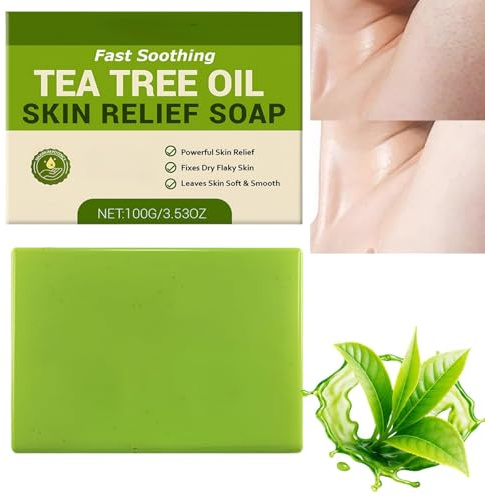 Natural Tea Tree Oil Soap Bar for Body,Face - Antifungal Soap with Deep Cleansing,Effectively Fights Skin Fungus & Body Odor,Suitable for All Skin Types,Green Soap Bar for Shower and Facial Care