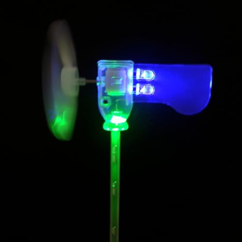 Vibsky Modelo de generador de turbina eólica más pequeño, muestra de herramienta de enseñanza con rotación de 360 grados, azul y verde