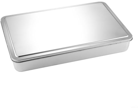HpLive Stainless Steel Baking Tin, Rectangular Cake Tin, Springform Cake Tin with Lid for Tiramisu, Cakes and Lasagna, Deep Casserole Dish (44)
