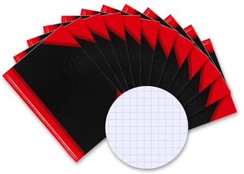 Bantex anteckningsbok A7 rutig, 96 ark, 70 g/m², svart, 12 stycken