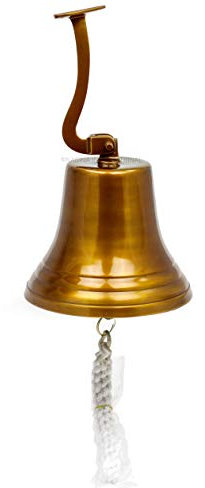 Cloche Haut de Gamme en Fonte d'aluminium pour navires de la Marine | Cadeaux Décor Pépinière | Nagina International… (15 Pouces, Laiton Antique)