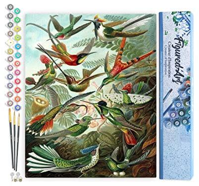 Figured'Art Pintar por Numeros Adultos Todos los pájaros - Manualidades pintura acrilica Kit Cuadro DIY completo - 40x50cm sin bastidor