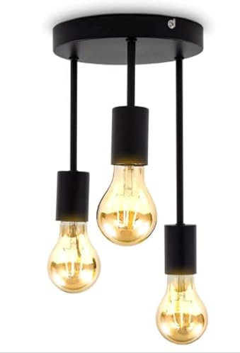 Lightsjoy Industrial Ceiling Light Black 3 Way Ceiling Pendant Lights E27 Ceiling Spotlight for Indoor Living Room Bedroom Ceiling Chandelier Rustic Hanging Lights for Kitchen Hallway Restuarant Stair