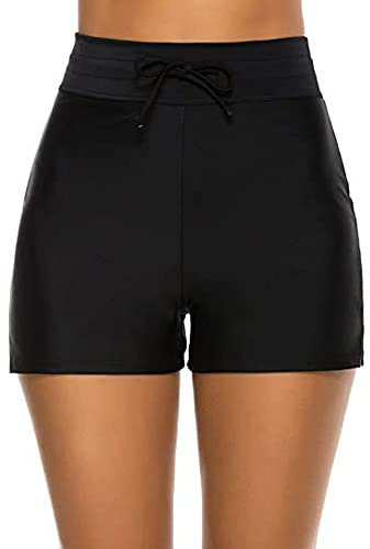 TTPSRY Pantaloncini da Bagno Donna Pantaloncini da Spiaggia Costume da Bagno Elastico Sportivi Pantaloni per Lo Yoga Jogging Piscina Spiaggia (Nero/L)