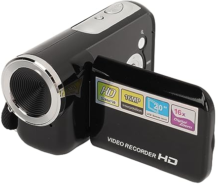 Videokamera Camcorder, HD 1080P 16MP Camcorder mit 16 fachem Zoom, 2 Zoll TFT Bildschirm Vlogging Kamera, Tragbarer Handvideorecorder