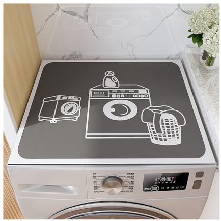 Housse de Protection, Housse Machine a Laver 60 x 60 cm, Protection Contre la Poussière, Tapis Machine a Laver Antidérapante, Coussin Universel pour Machine à Laver (Modèle noir cinq éléments)