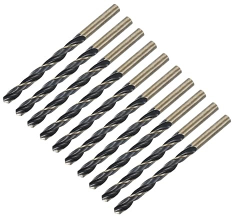 sourcing map 10pcs Straight Shank Twist Drill Bits 7mm Gold Titanium & Black Nitride Coated High Speed Steel (HSS) 4341 with 7mm Shank for Stainless Steel Alloy Metal Plastic Wood