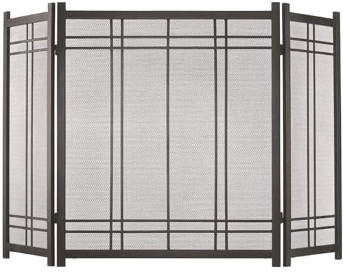 Générique Paravent autoportant à 3 Volets, Pare-étincelles de cheminée, Pare-feu en Fer avec Grille Fine en métal, Pare-feu for cheminée et poêle