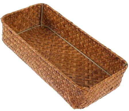 VICASKY cestino portaoggetti in vimini posate Intrecciata cibo cesto alimentare mano cestino portaoggetti vario organizer per argenteria piatto intrecciato Cannuccia