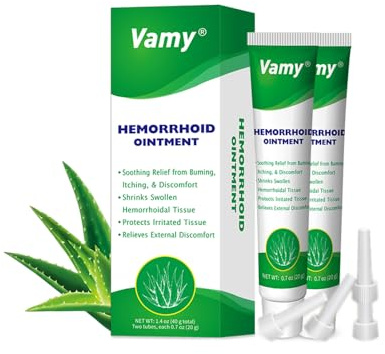 vamy Herbal Hemorrhoid Cream, Hemorrhoid Treatment and Hemorrhoids Cream with Lidocaine 4% and Phenylephrine HCI for Fast Relief of Pain, Swelling, Itching, Burning, Hemorrhoidal Treatment. 2 pc