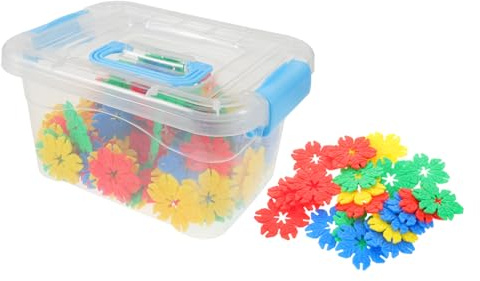 WOONEKY Set Blocchi da Costruzione 70 Pezzi in Plastica Scatola Porta Giochi, Design Creativo e Sicuro per Bambini, per Gioco Immaginativo e Apprendimento Montessori Colore Casuale