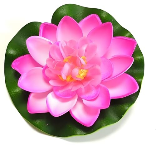 Gammaeon Künstliche Seerose, 10cm Realistische Teichpflanzen, Gartendekoration Für Mini-Teiche, Aquascaping und Terrarien (Rosa)