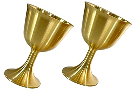 ULTECHNOVO Copa Sagrada del Templo 2 Piezas de Latón Dorado Estilo Retro