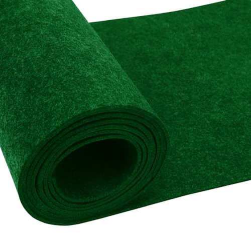 Yuragim Filzmatte Filz Grün 40cm x 250cm Bastelfilz 3mm Dick Filzrolle Filzstoff Meterware Dunkelgrün Filz Meterware Filzmatten zum Zuschneiden für DIY Patchwork Nähen Filzunterlage Weihnachtsfilz