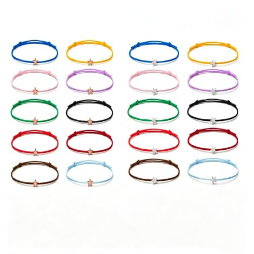 SINJAETRQ 20 Pcs Clover Bracelet Set for Girls Boys, Adjustable Lucky Charm Nylon Rope Bracelets Bulk, Handmade Braided Friendship Bracelets for Kids Teens, Party Pack Favors
