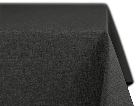 BEAUTEX fleckenabweisende und bügelfreie Tischdecke - Tischtuch mit Lotuseffekt - Tischwäsche in Leinenoptik, Eckig 90x90 cm, Dunkelgrau