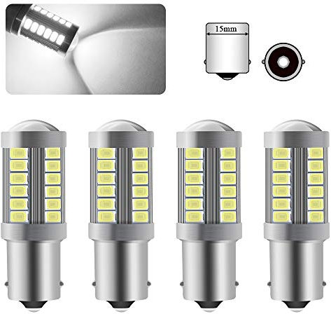 Sidaqi 4 X 1156BA15S P21W LED Ampoule Blanc Super Brillant 6000K 5630 33 SMD Feu de Recul Stationnement Position Arrière Antibrouillard Arrière Ampoule 12-30V