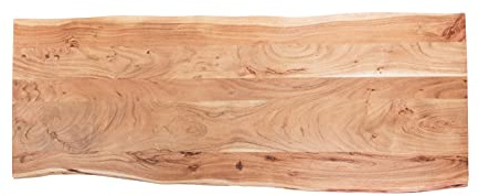 SAM Tischplatte 160x60 cm Emilia, Holzplatte Akazienholz massiv + naturfarben + lackiert, Baumkanten-Platte für Heimwerker, Arbeitsplatten, Tische & Fensterbretter