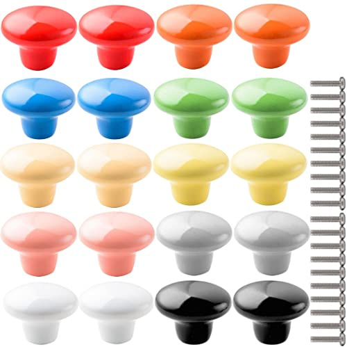 ZESLIV 20 Stk Möbelknöpfe 38mm bunte Möbelgriffe Keramik Schubladenknopf Schrankgriff Möbelknopf Kinderzimmer Möbelknauf