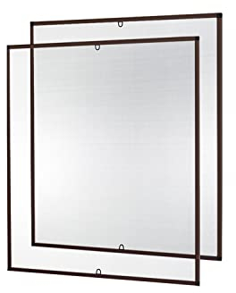 empasa Insektenschutz Fliegengitter Fenster START Set Fliegenschutz Alurahmen Mückengitter als Selbstbausatz in 100 x 120 cm, verschiedene Sets und Farben, Farbe:braun, Größe:2er Set