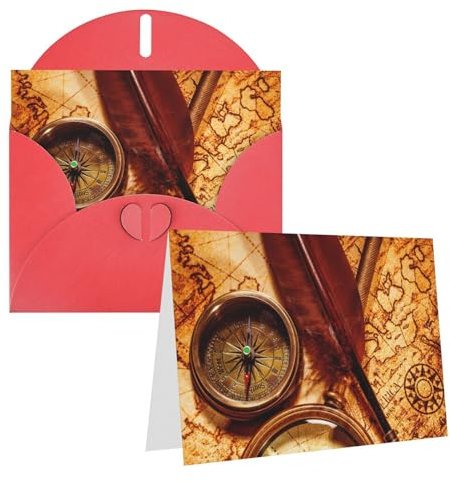 Boussole Vintage Print Grußkarte Dankeskarte Personalisierte Geburtstagskarten Blanko-Karten Mit Umschlägen Für Hochzeiten Einladung Alle Anlässe