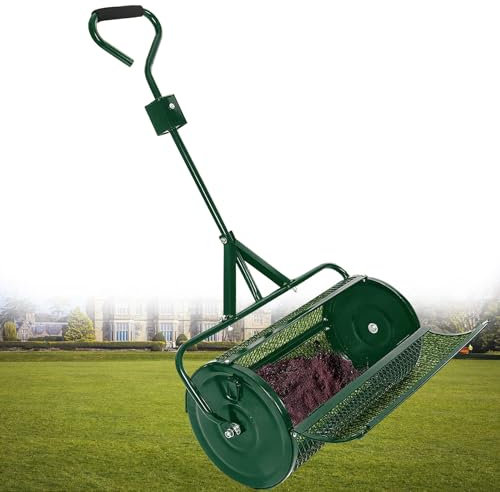 Épandeur de Compost de 24 Pouces pour Pelouses, Rouleau D'épandage de Fumier D'entretien de Pelouse, pour la Plantation et L'ensemencement, Épandeurs de Mousse de Tourbe Durables,Green-40*60cm